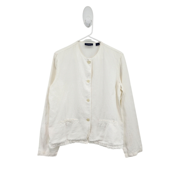Liz Claiborne Women's 100% Linen Button Front Top Lagenlook Size Small - Picture 1 of 7